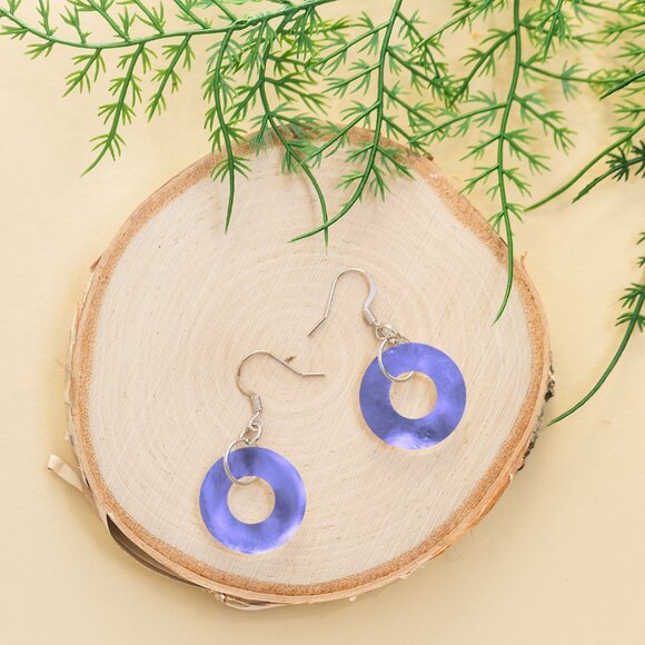 Recycled Early 1900's Amethyst Bottle Glass Hoop Earrings - Picture 3 of 6